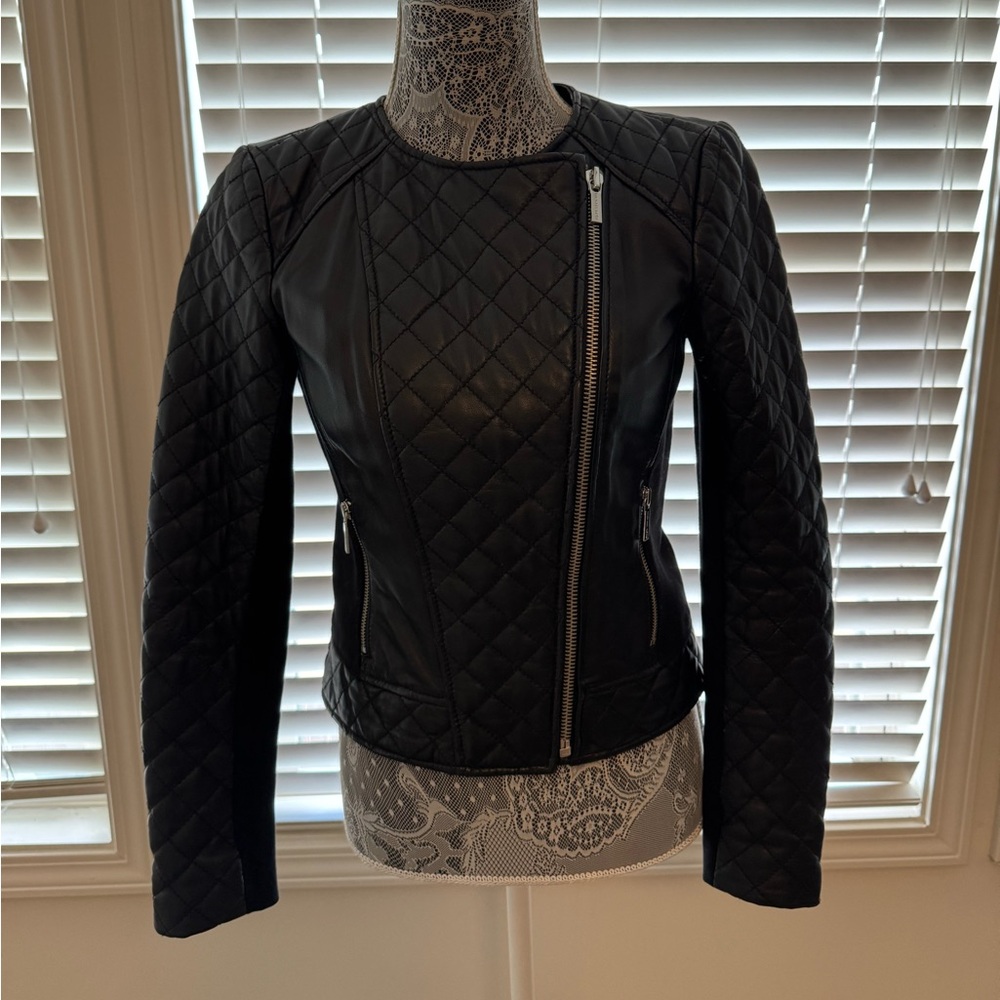 Michael Kors Black Quilted Leather Jacket